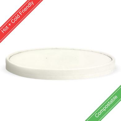 1,300ml (184mm) White BioBowl Paper Lid 184/Carton