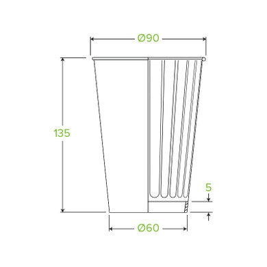 460ml / 16oz (90mm) Double Wall Plain White BioCup 600/Carton