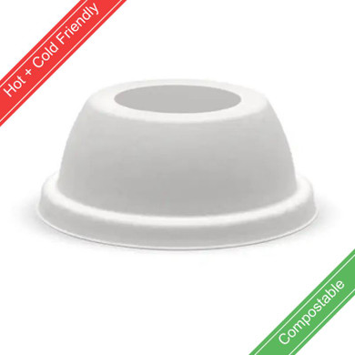 90mm Plant Fibre Wide Hole Dome Cold Paper BioCup Lid 1,380/Carton BCL-90C-PULP-D-WIDE BioPak