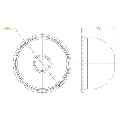 Large (96mm) 300-700ml BioCup Dome Lid with Round Straw Hole 1000/Carton