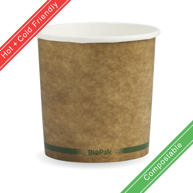 740ml / 24oz (116mm) Kraft Paper BioBowl 500/Carton