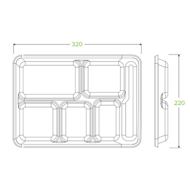 6-Compartment BioCane Tray 250/Carton