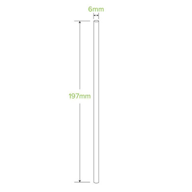 6mm Regular Black BioStraw 2500/Carton JP-PBS-6X197-B BioPak