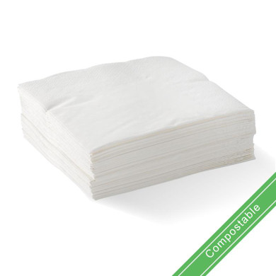 White - 2 Ply 1/4 Fold Corner Embossed Dinner BioNapkin 1000/Carton L-DNCE1/4-W BioPak