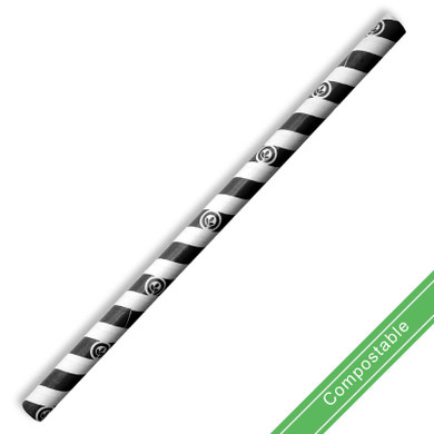 10mm Jumbo Black Stripe BioStraw 2500/Carton JP-PBS-10X197-BS BioPak