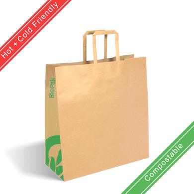 Medium Flat Handle Kraft Paper Bags 200/Carton