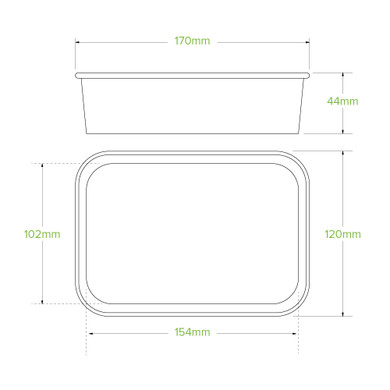 500ml Natural Rectangle PLA Lined Paper Container 300/Carton