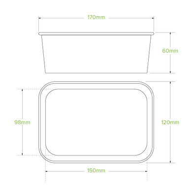 750ml Natural Rectangle PLA Lined Paper Container 300/Carton