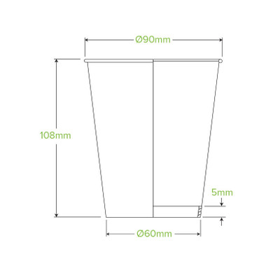 390ml / 12oz (90mm) Stone Single Wall BioCup 1000/Carton