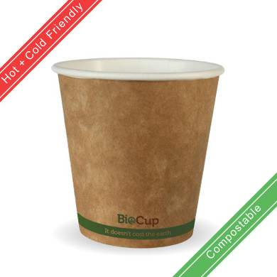 230ml / 6oz (80mm) Single Wall Kraft Brown BioCup (80mm) 1000/Carton BCK-6-GS BioPak