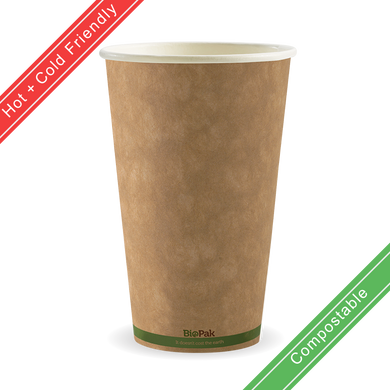 510ml / 16oz (90mm) Single Wall Kraft Brown BioCup (90mm) 1000/Carton