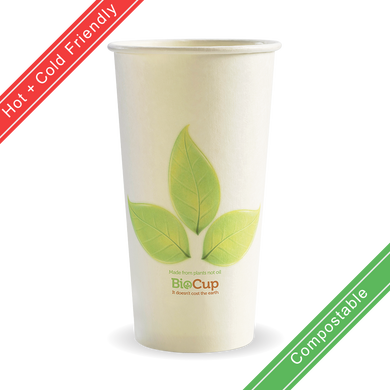 595ml / 20oz (90mm) Single Wall Green Leaf BioCup (90mm) 500/Carton