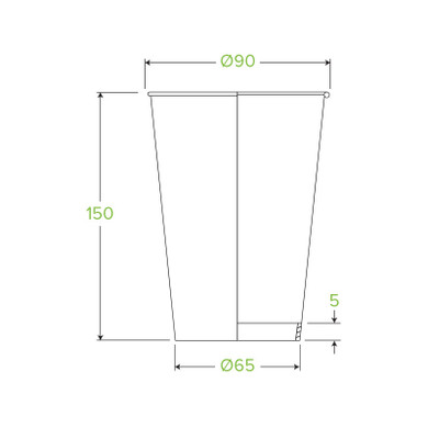 595ml / 20oz (90mm) Single Wall Green Leaf BioCup (90mm) 500/Carton