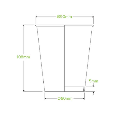 390ml / 12oz (90mm) Black Aqueous Single Wall BioCup 1000/Carton