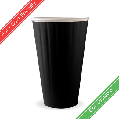 460ml / 16oz (90mm) Black Double Wall BioCup 600/Carton