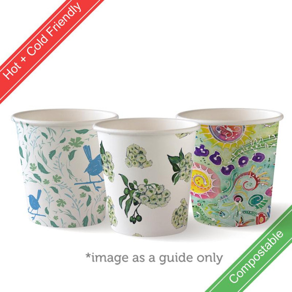 120ml / 4oz (63mm) Single Wall Art Series BioCup 2000/Carton BC-4-ART SERIES BioPak