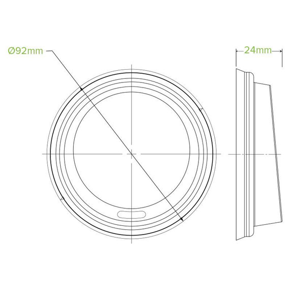 90mm Black PS Lid for 8(90mm) 12, 16 & 20oz BioCup 1000/Carton 90mm Black PS Lid for 8(90mm) 12, 16 & 20oz BioCup 1000/Carton