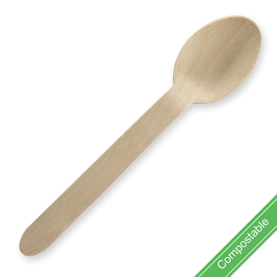 16cm Unbranded Wood Spoon - Bulk Pack 2000/Carton