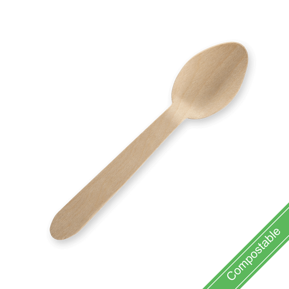 10cm Unbranded Wood Tea Spoon - Bulk Pack 5000/Carton