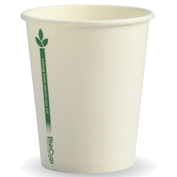 280ml / 8oz (80mm) Single Wall Green Line White BioCup 1000/Carton BC-8-GL BioPak