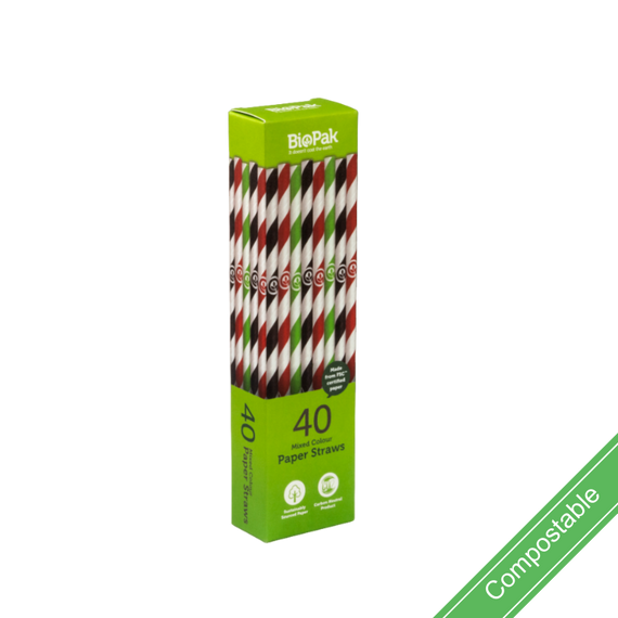 40 Pack - 6mm Mixed Regular BioStraws 560/Carton