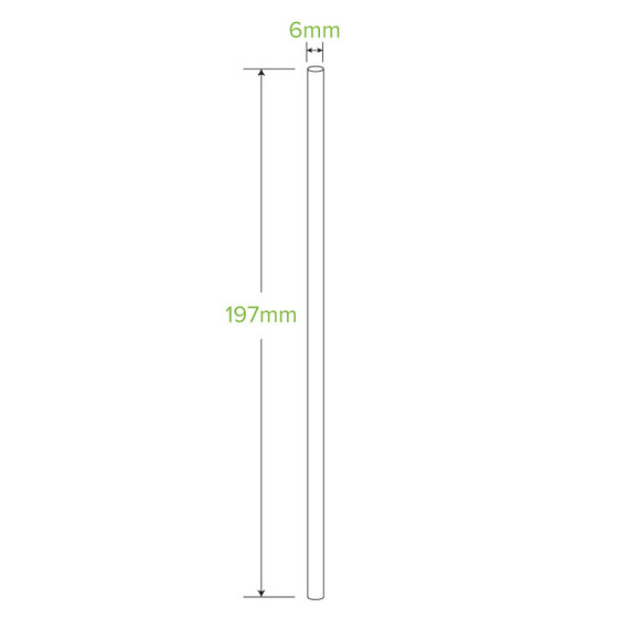 40 Pack - 6mm White Regular BioStraw 560/Carton