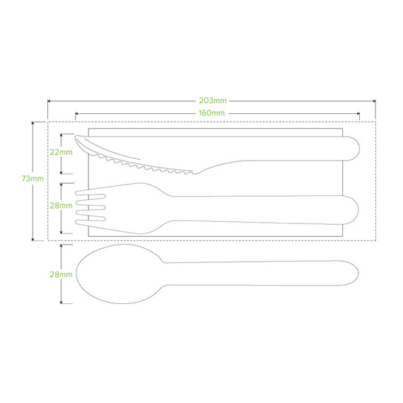 16cm FSC Wood Fork, Knife, Spoon & Napkin Sets 280/Carton