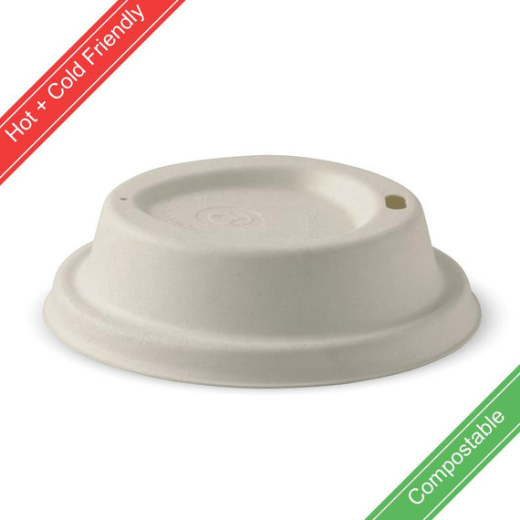 90mm Large Natural Plant Fibre BioCup Lid 1000/Carton BCL-12PULP-N BioPak