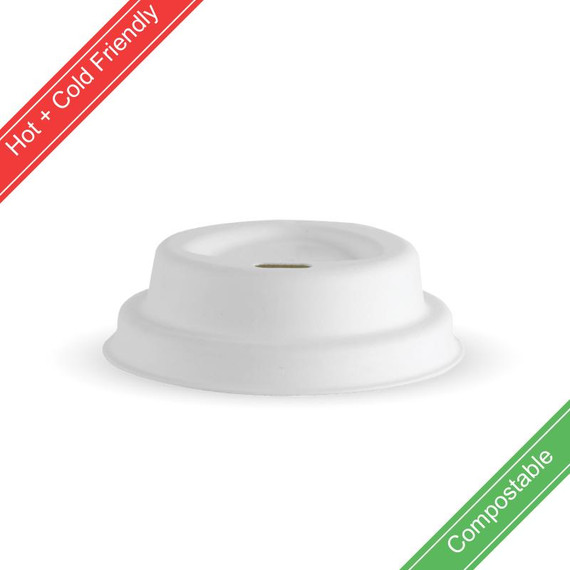 63mm / 4oz White Plant Fibre BioCup Lid 2000/Carton BCL-4PULP-W BioPak