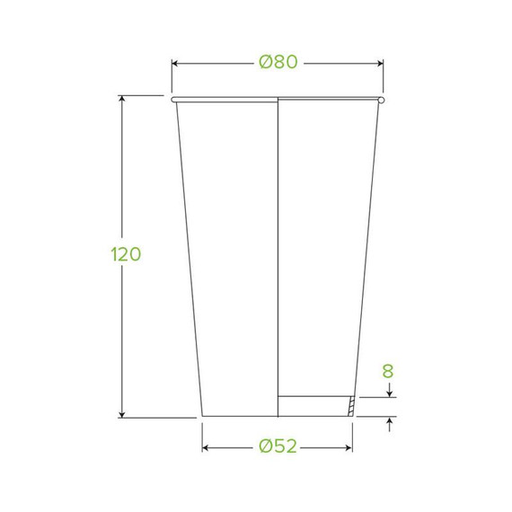 350ml / 12oz (80mm) White Single Wall BioCup 1000/Carton BC-12(80)W BioPak