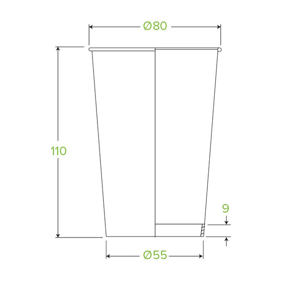 320ml / 10oz (80mm) Single Wall Kraft Brown BioCup 1000/Carton