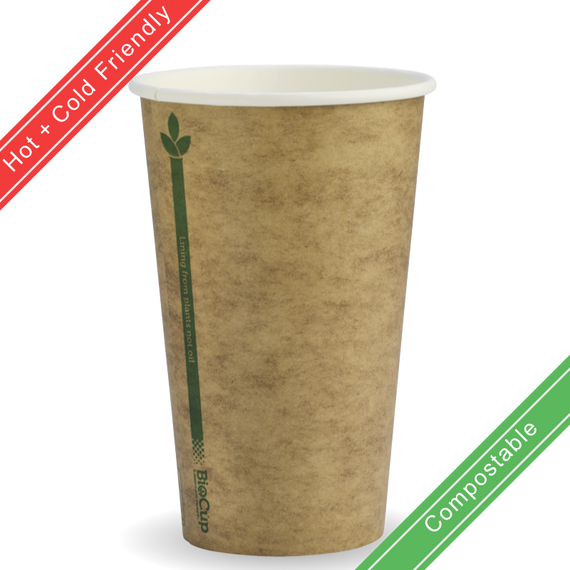 350ml / 12oz (80mm) Single Wall Kraft Brown BioCup 1000/Carton