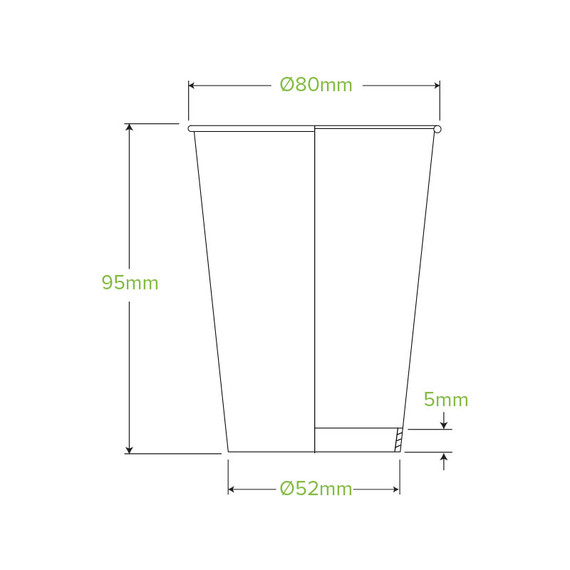 280ml / 8oz (80mm) Leaf Single Wall BioCup 1000/Carton