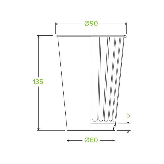 460ml / 16oz (90mm) Double Wall Green Leaf BioCup 600/Carton