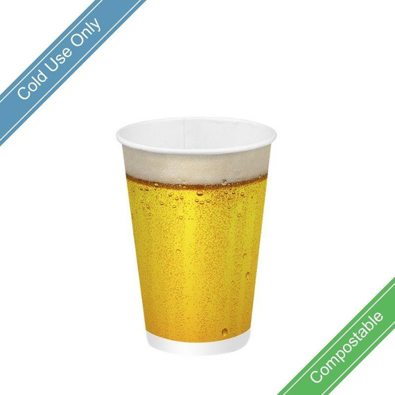 420ml / 14oz (90mm) Beer Cold Paper BioCup 1000/Carton BCC-14-BEER BioPak