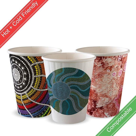 255ml / 8oz (80mm) Indigenous Art Series Double Wall BioCup 1000/Carton BC-8DW-CCAB-ART BioPak