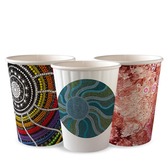 390ml / 12oz (90mm) Indigenous Art Series Double Wall BioCup 1000/Carton BC-12DW-CCAB-ART BioPak