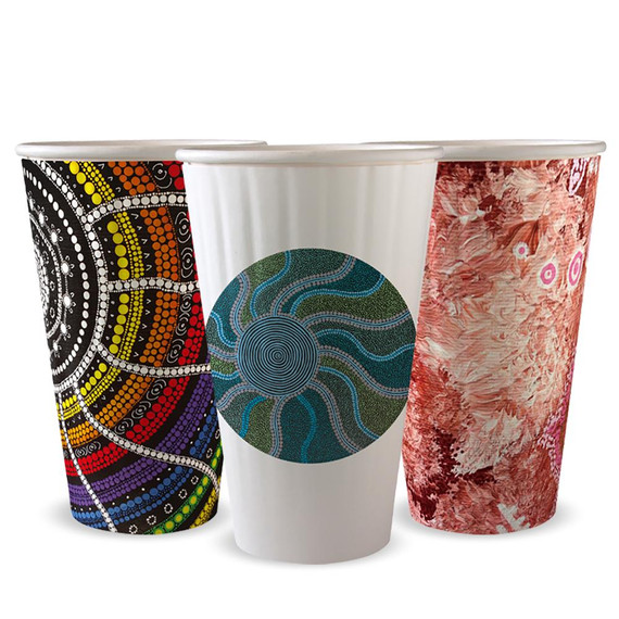 460ml / 16oz (90mm) Indigenous Art Series Double Wall BioCup 600/Carton BC-16DW-CCAB-ART BioPak