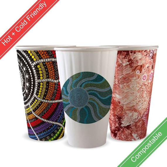 460ml / 16oz (90mm) Indigenous Art Series Double Wall BioCup 600/Carton BC-16DW-CCAB-ART BioPak