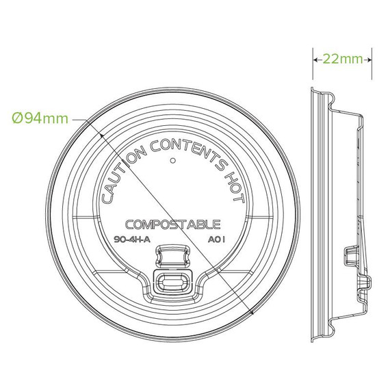 90mm Large White Reclosable Plant Fibre BioCup Lid 1000/Carton BCL-12PULP-R-W BioPak