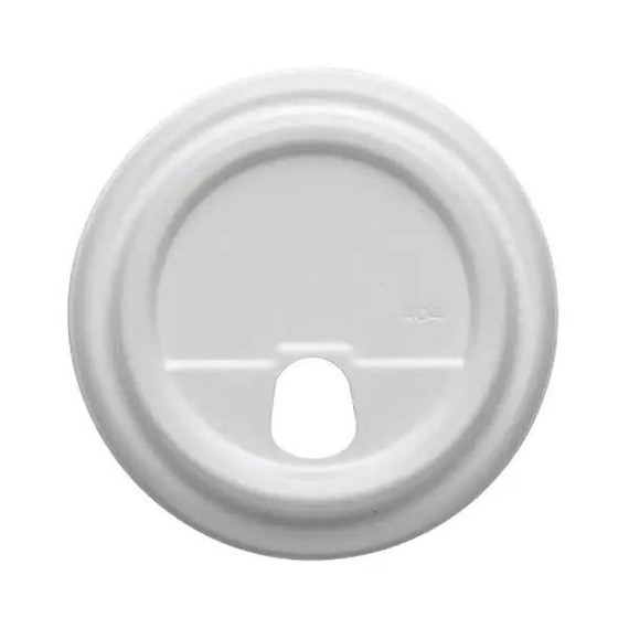 90mm Large White Plant Fibre Strawless BioCup Lid 1000/Carton BCL-90SF-PULP BioPak
