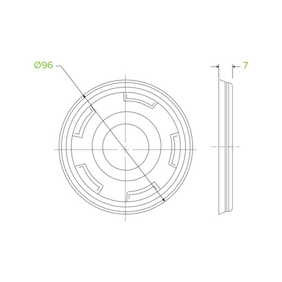 Large (96mm) 300-700ml BioCup Flat Lid with Straw Hole 1000/Carton