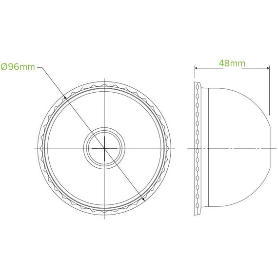 Large (96mm) 300-700ml BioCup Dome Lid with X Straw Hole 1000/Carton C-96D(X) BioPak