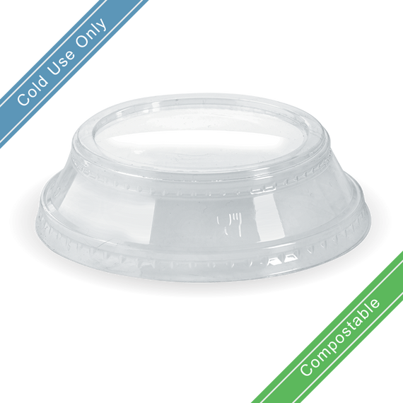 Large (96mm) 300-700ml BioCup Dome Lid No Hole (Carry All) 1000/Carton