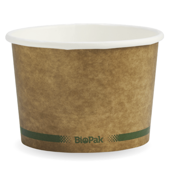 550ml / 16oz (116mm) Kraft Paper BioBowl 500/Carton