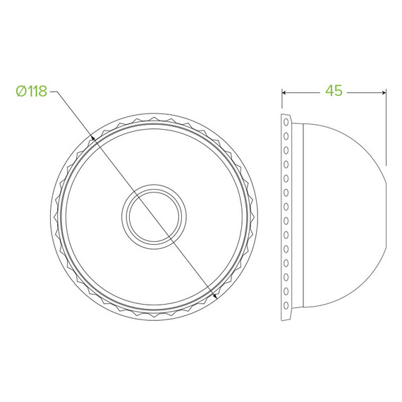 430-950ml / 12-32oz (116mm) Clear PET Dome Paper BioBowl Lid 1000/Carton