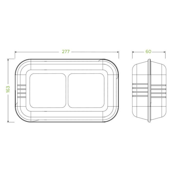 28x16x7cm / 11x5x6" 2-Compartment BioCane Clamshell 100/Carton B-HL-1156-2 BioPak