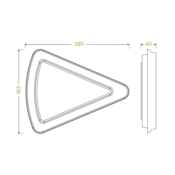 280mm X 163mm X 40mm / 9" White Pizza Slice Clamshell 250/Carton