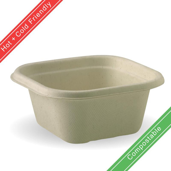 Square 480ml Natural BioCane Takeaway Base 600/Carton Square 480ml Natural BioCane Takeaway Base 600/Carton