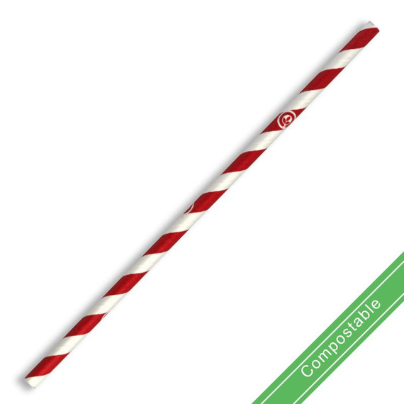 6mm Regular Red Stripe BioStraw 2500/Carton JP-PBS-6X197-RS BioPak